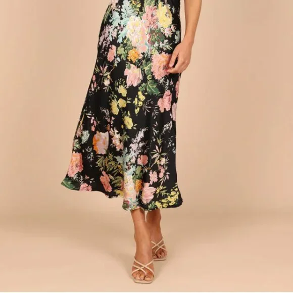 Petal & Pup Women's Anabelle Halter Neck Midi Dress - Black Floral - Picture 2 of 5